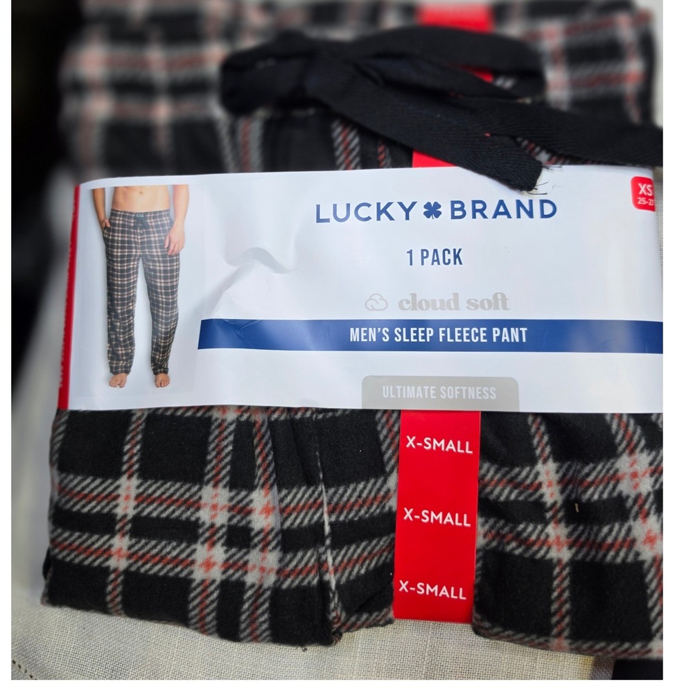 Lucky Brand Mens Cloud Soft Sleep Fleece Pajama Pants Plaid XS LUM253LP822SA